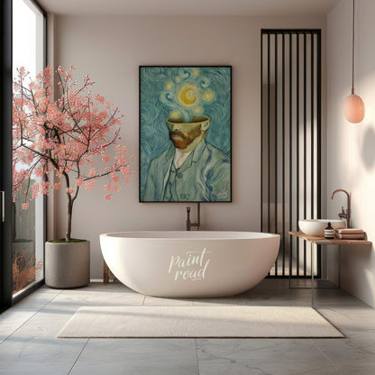 "Starry Mind: A Tribute to Van Gogh" is a captivating digital reinterpretation that bridges surreal… for bathroom