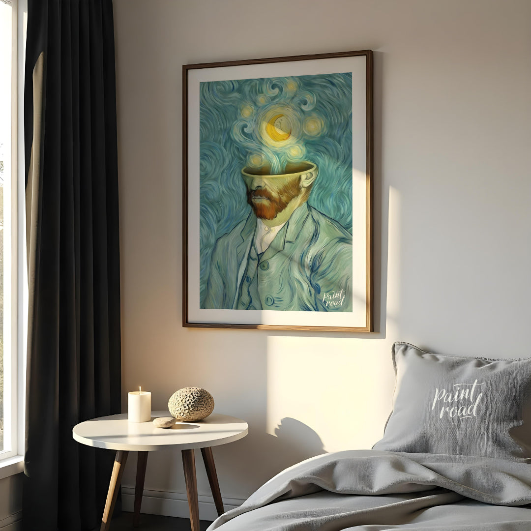 "Starry Mind: A Tribute to Van Gogh" is a captivating digital reinterpretation that bridges surreal… for bedroom