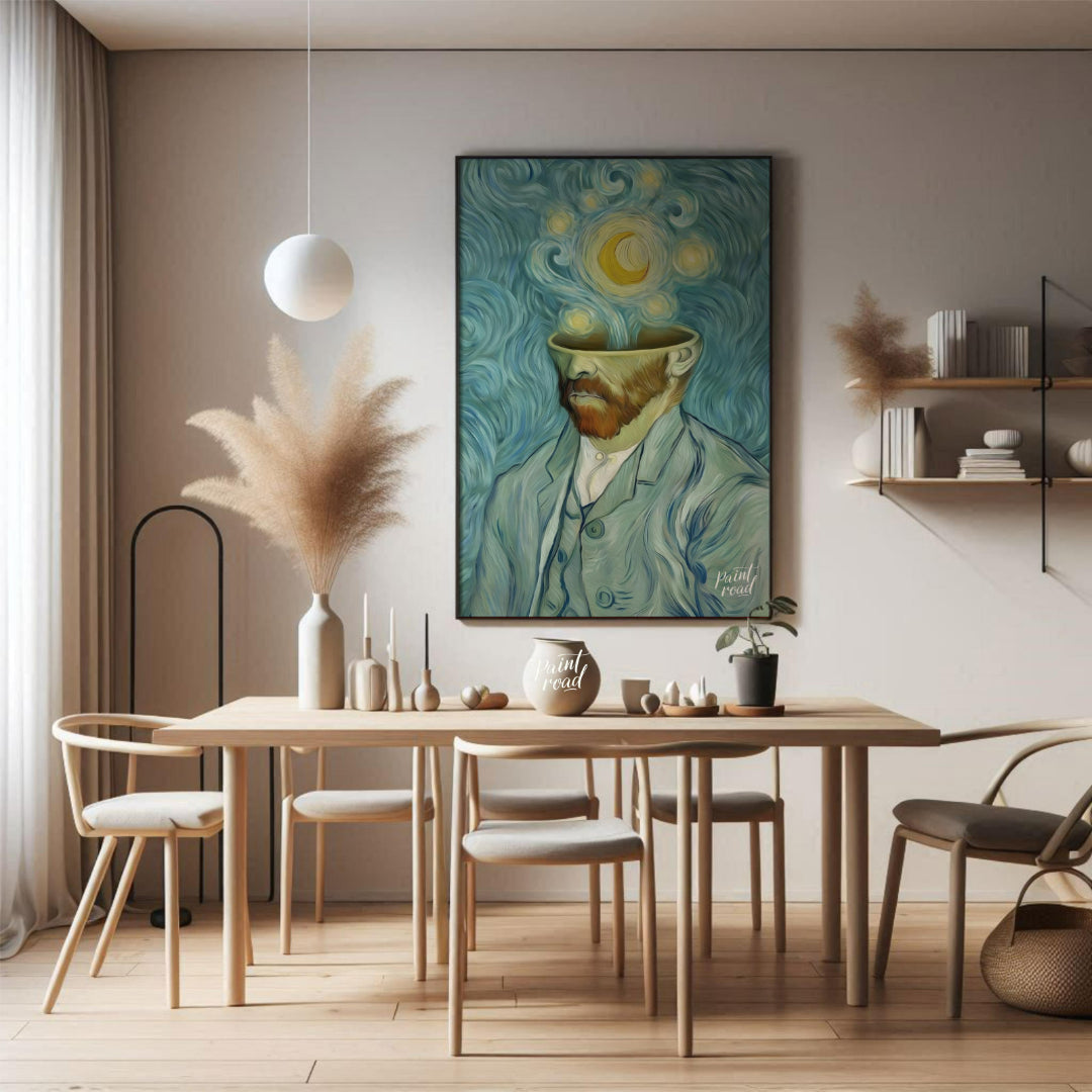 "Starry Mind: A Tribute to Van Gogh" is a captivating digital reinterpretation that bridges surreal… for dining room