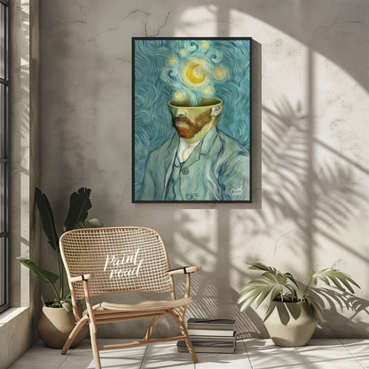 "Starry Mind: A Tribute to Van Gogh" is a captivating digital reinterpretation that bridges surreal… for living room