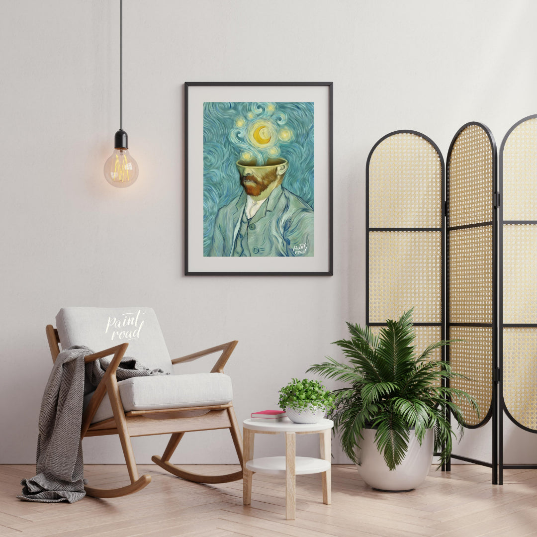 "Starry Mind: A Tribute to Van Gogh" is a captivating digital reinterpretation that bridges surreal… for living room
