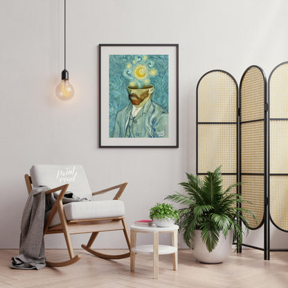"Starry Mind: A Tribute to Van Gogh" is a captivating digital reinterpretation that bridges surreal… for living room