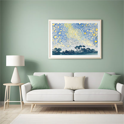 This enchanting abstract piece transforms a starry night sky into a kaleidoscope of color and form. for Hall