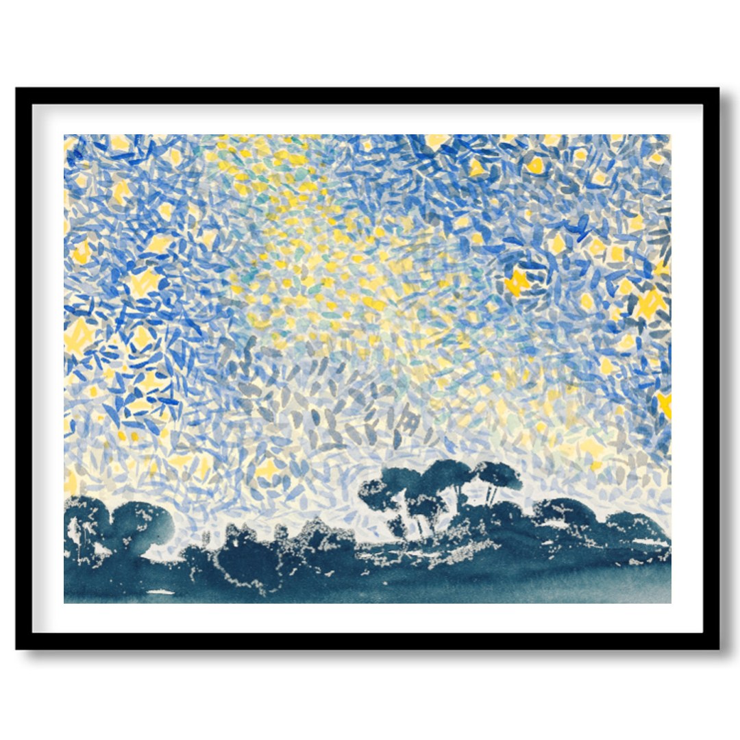 This enchanting abstract piece transforms a starry night sky into a kaleidoscope of color and form. for interior