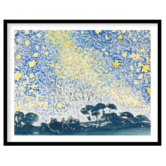 This enchanting abstract piece transforms a starry night sky into a kaleidoscope of color and form. for interior