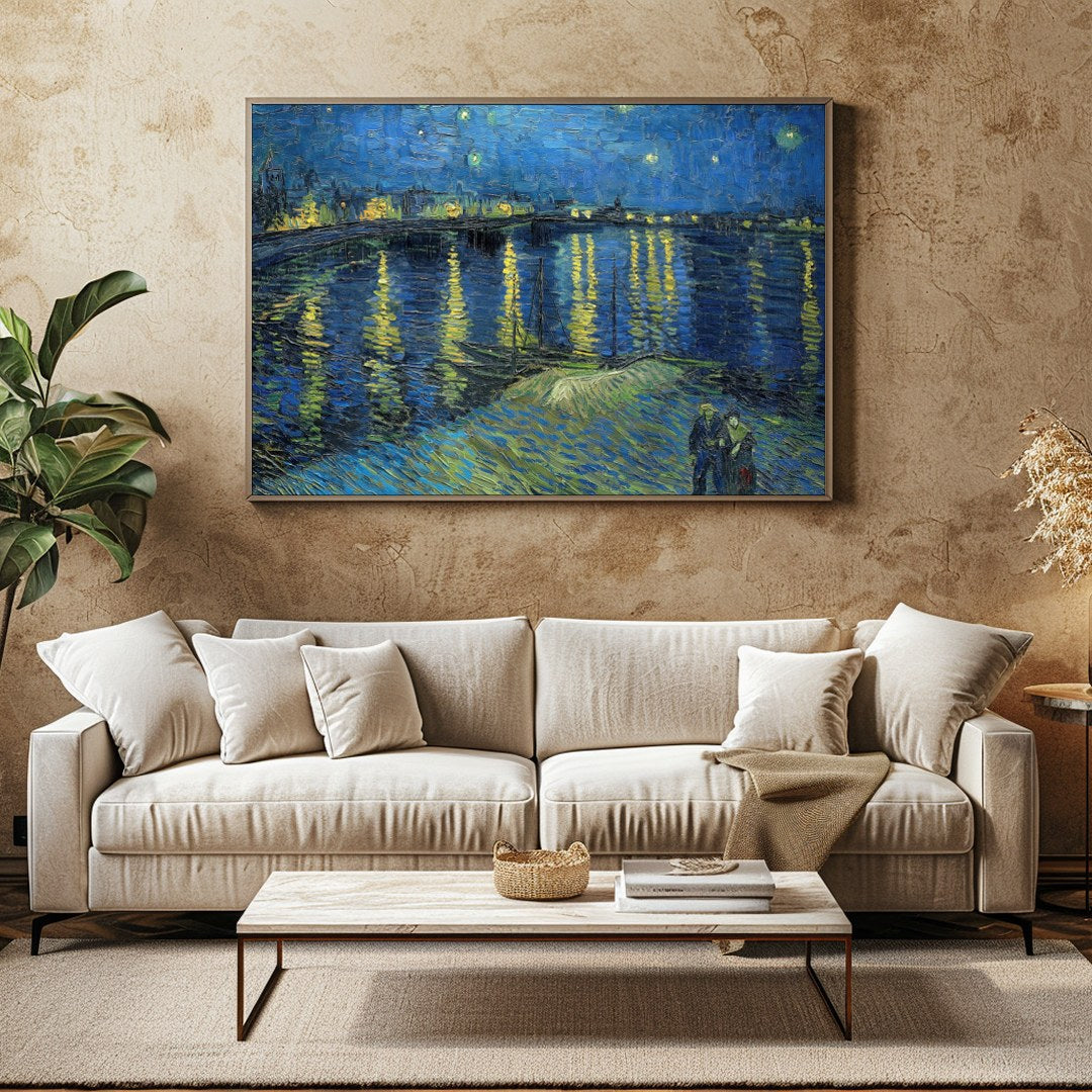 Capture the mesmerizing beauty of Van Gogh's star-filled sky with this stunning print of 'Starry for Family Room