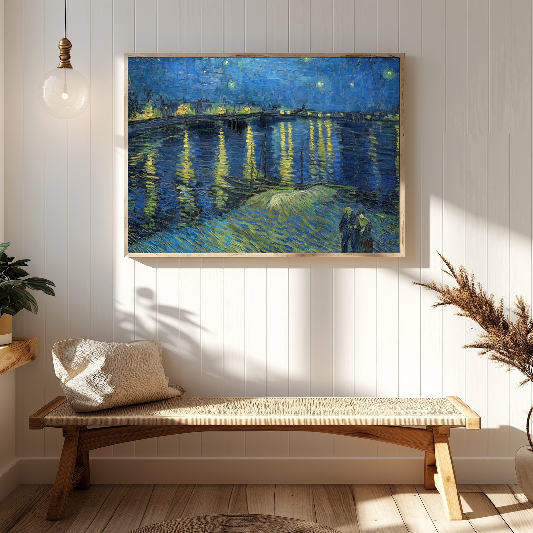 Capture the mesmerizing beauty of Van Gogh's star-filled sky with this stunning print of 'Starry for Hallway