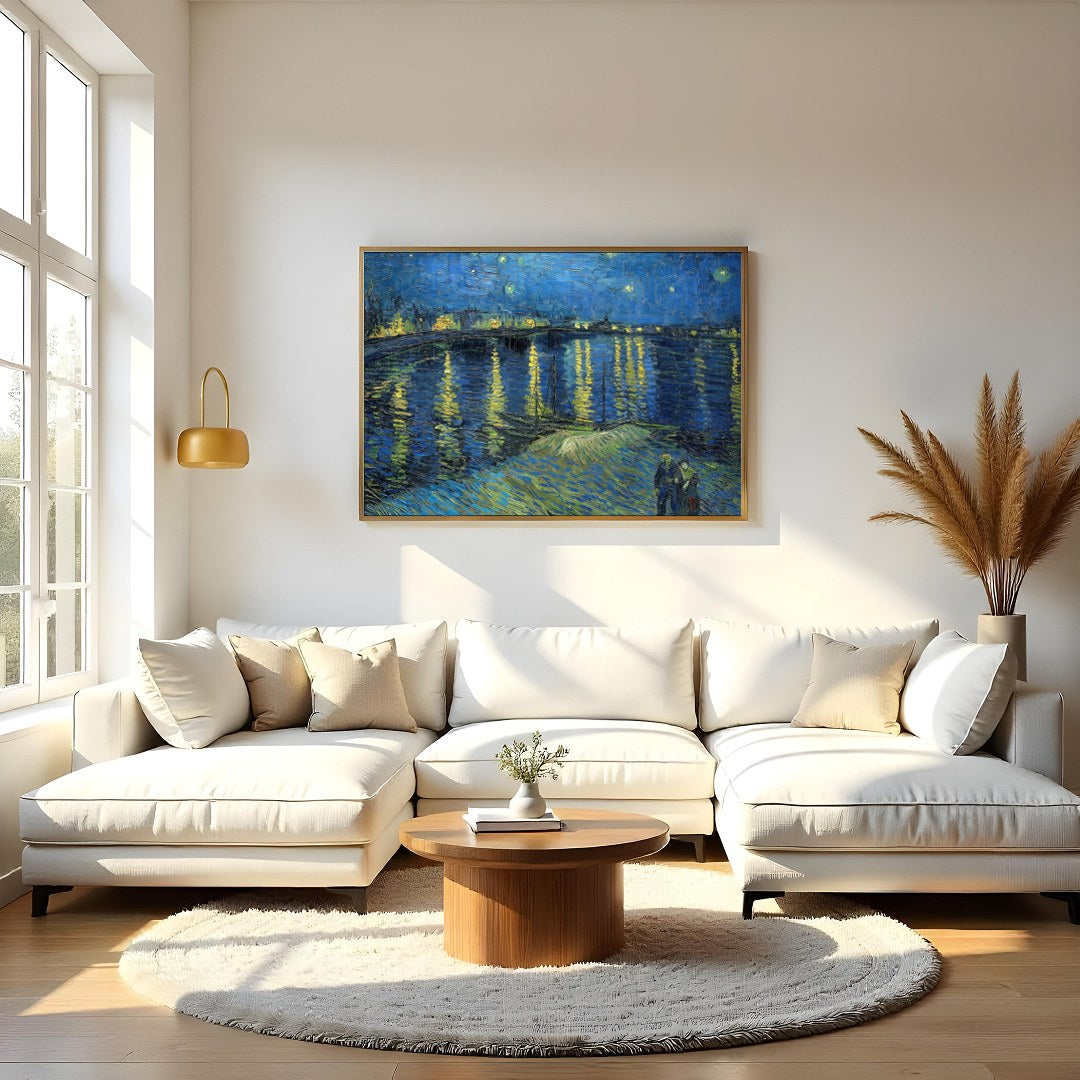 Capture the mesmerizing beauty of Van Gogh's star-filled sky with this stunning print of 'Starry for Living Room