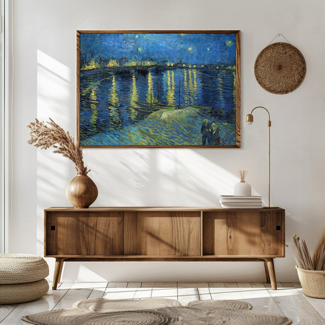 Capture the mesmerizing beauty of Van Gogh's star-filled sky with this stunning print of 'Starry for Sitting Area