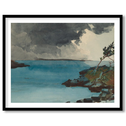 Experience the dramatic interplay of nature in 'Storm Over Tranquil Waters.' This captivating piece for interior