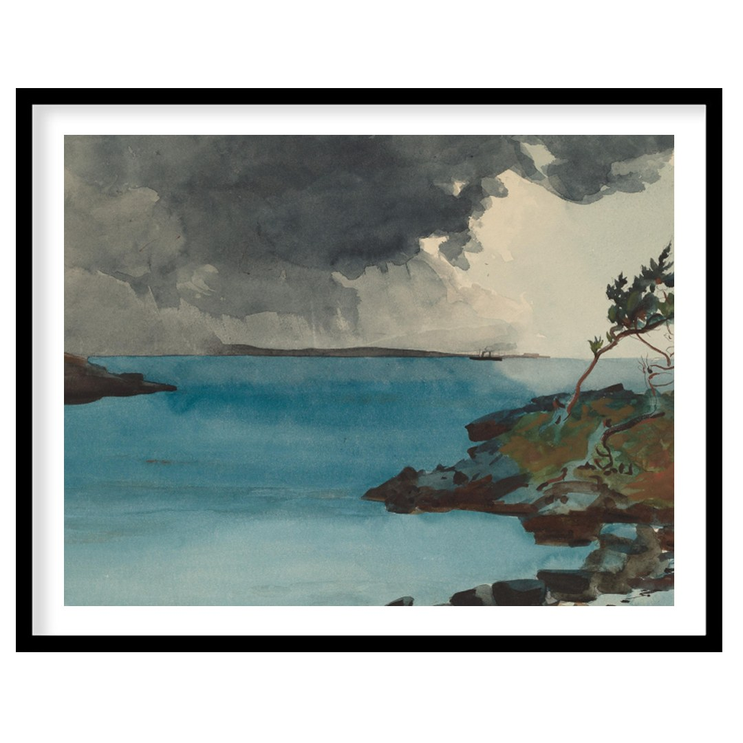 Experience the dramatic interplay of nature in 'Storm Over Tranquil Waters.' This captivating piece for interior