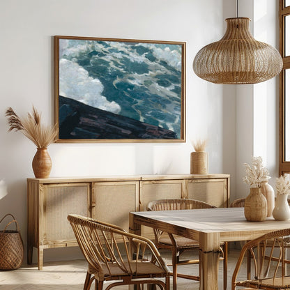 Experience the raw power of nature with this captivating canvas artwork depicting a stormy sea. The for Dining