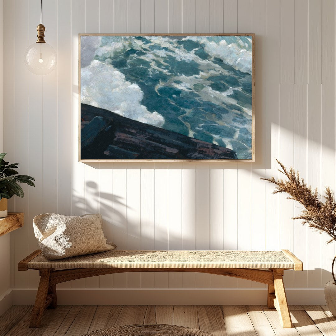 Experience the raw power of nature with this captivating canvas artwork depicting a stormy sea. The for Hallway