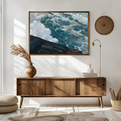 Experience the raw power of nature with this captivating canvas artwork depicting a stormy sea. The for Sitting Area