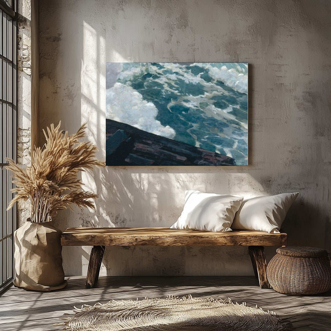 Experience the raw power of nature with this captivating canvas artwork depicting a stormy sea. The for Veranda