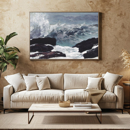 Experience the raw power of nature with this captivating seascape artwork. Featuring turbulent for Family Room