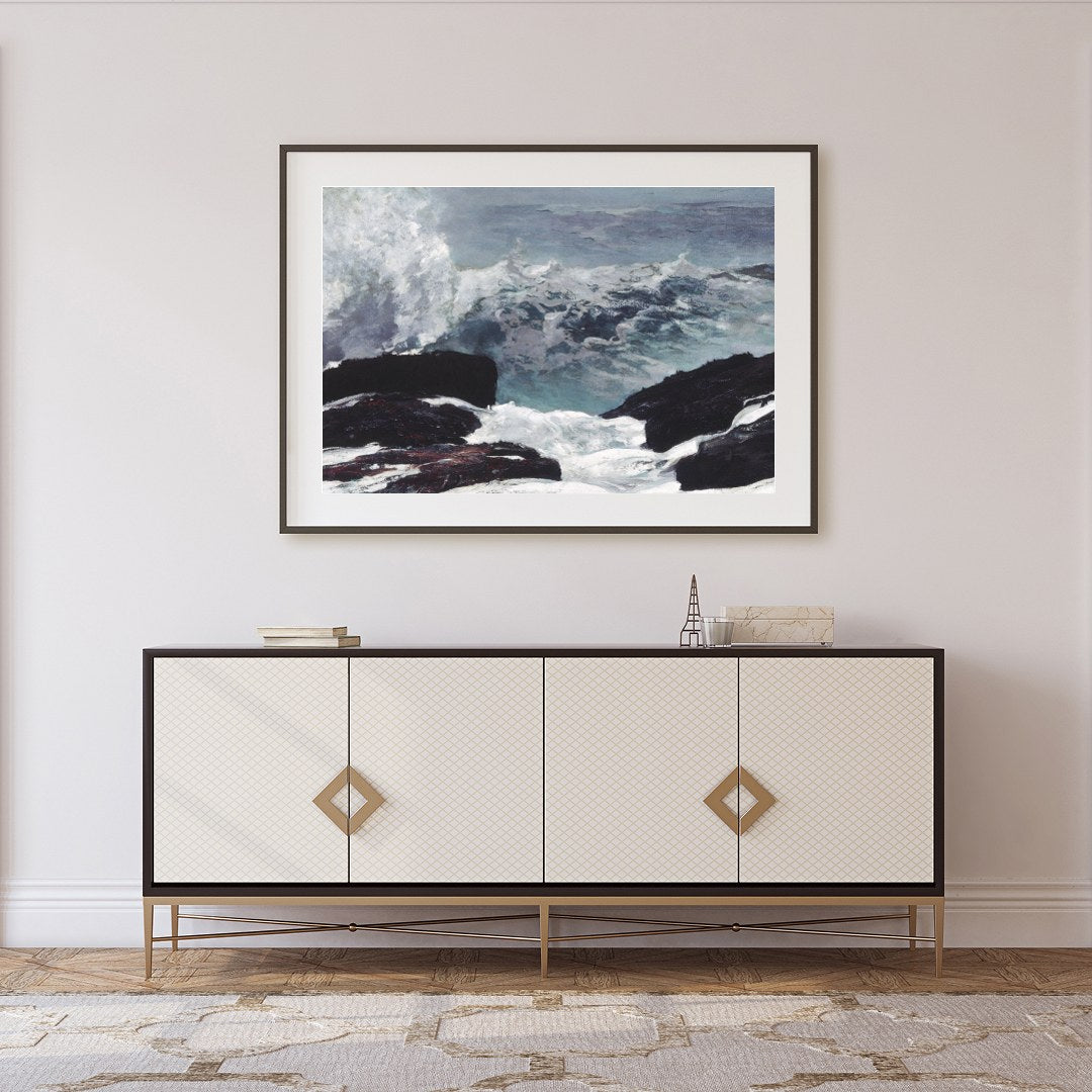 Experience the raw power of nature with this captivating seascape artwork. Featuring turbulent for Foyer