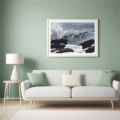 Experience the raw power of nature with this captivating seascape artwork. Featuring turbulent for Hall