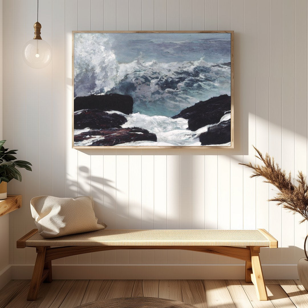 Experience the raw power of nature with this captivating seascape artwork. Featuring turbulent for Hallway