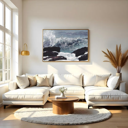 Experience the raw power of nature with this captivating seascape artwork. Featuring turbulent for Living Room