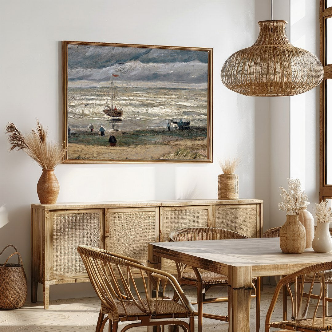 Experience the raw beauty of nature with this evocative artwork depicting a dramatic coastal scene. for Dining