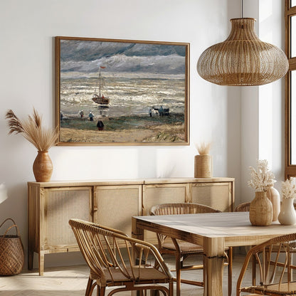 Experience the raw beauty of nature with this evocative artwork depicting a dramatic coastal scene. for Dining