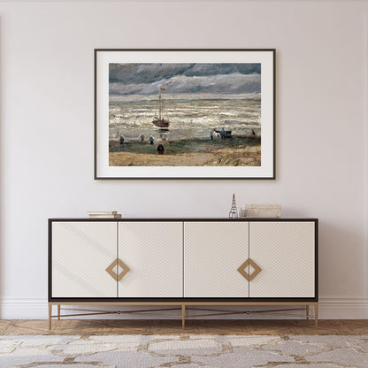 Experience the raw beauty of nature with this evocative artwork depicting a dramatic coastal scene. for Foyer