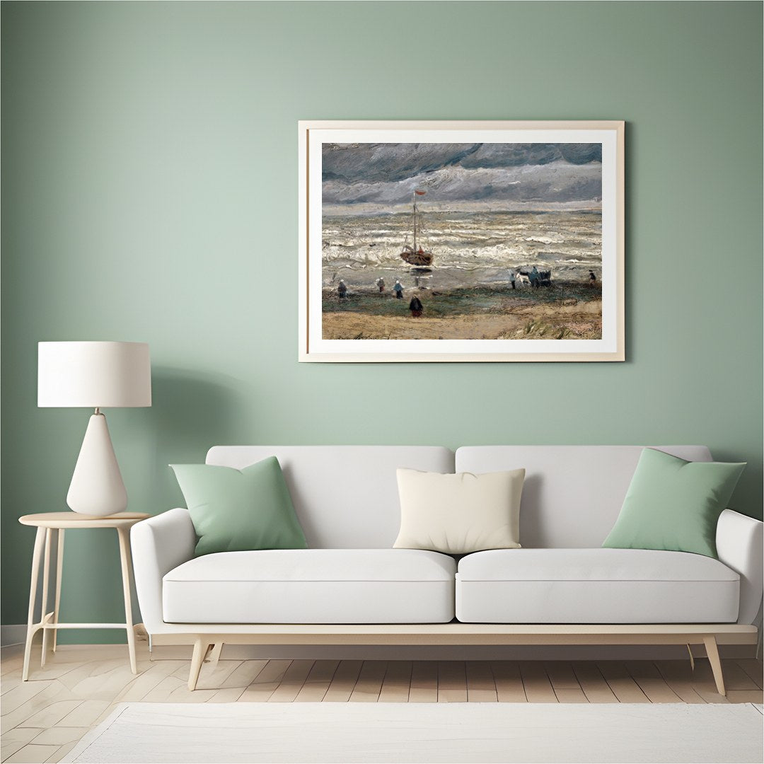 Experience the raw beauty of nature with this evocative artwork depicting a dramatic coastal scene. for Hall