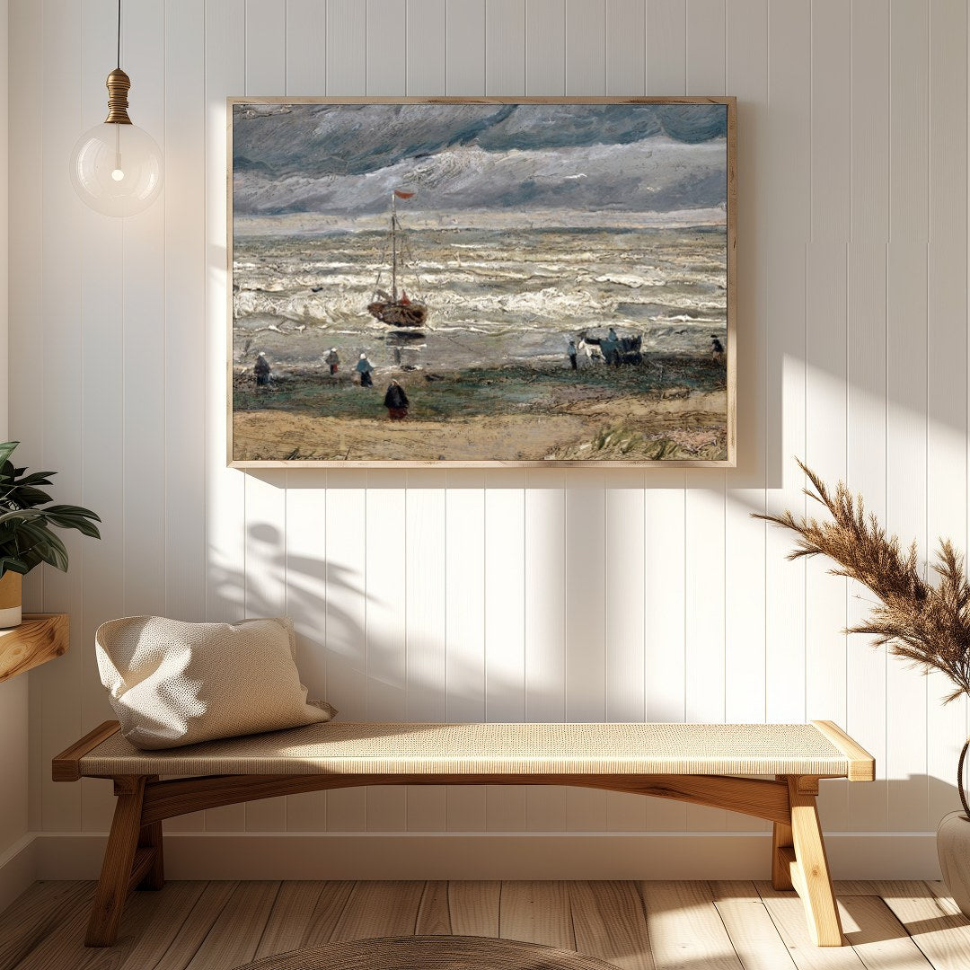 Experience the raw beauty of nature with this evocative artwork depicting a dramatic coastal scene. for Hallway