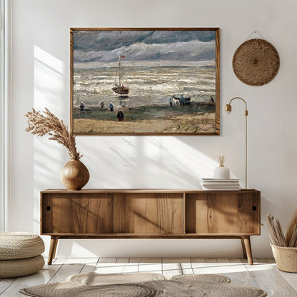 Experience the raw beauty of nature with this evocative artwork depicting a dramatic coastal scene. for Sitting Area