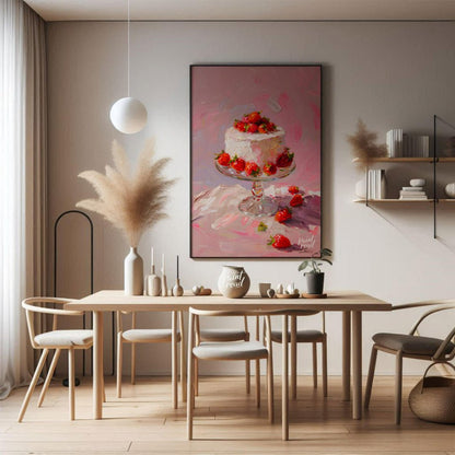 Strawberry Serenade Painting available online at Paintroad showing aesthetic. art and bakery