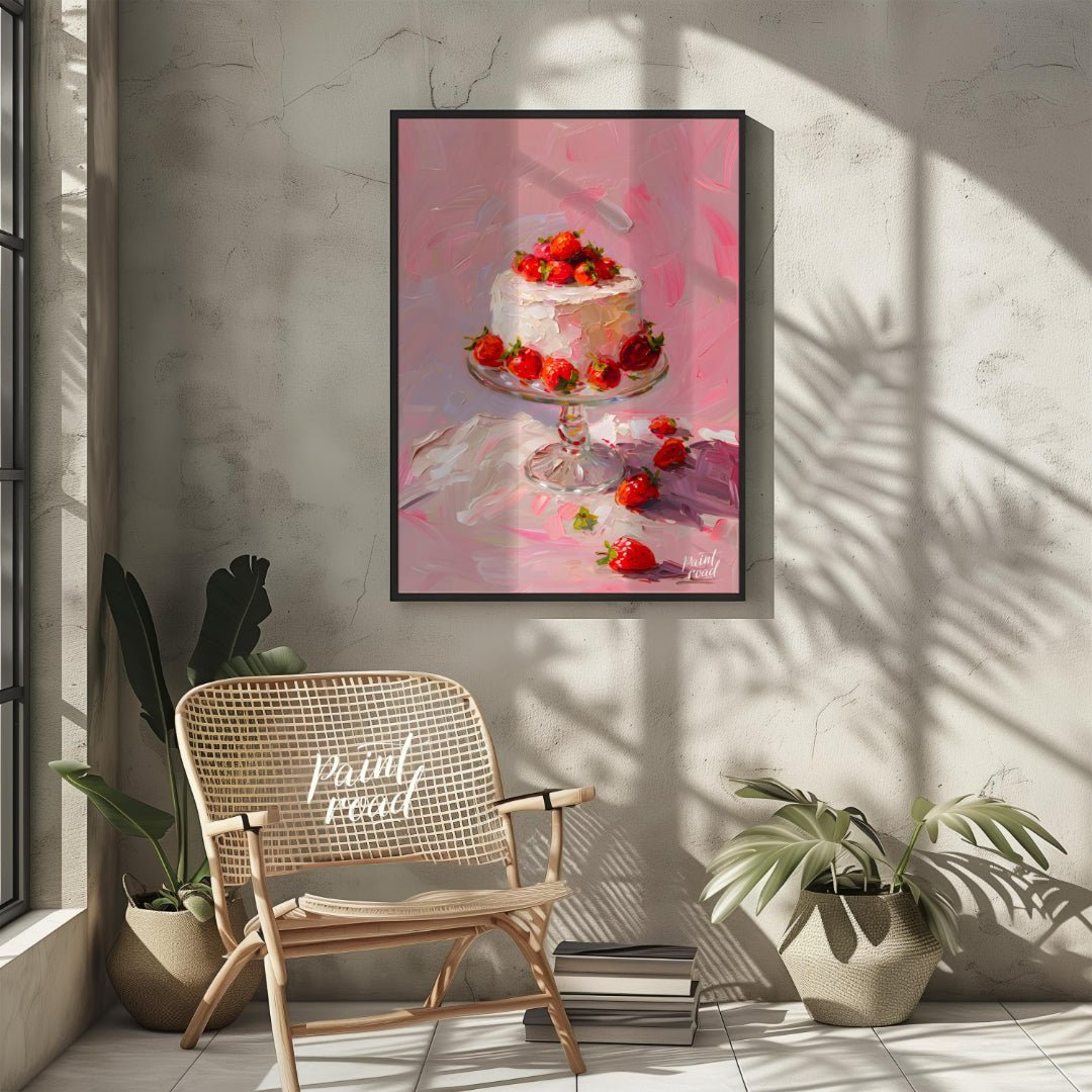 Strawberry Serenade Painting available online at Paintroad showing aesthetic. art and bakery