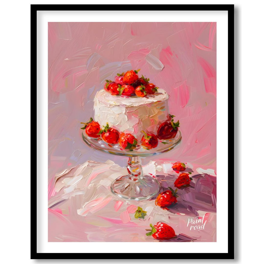 Strawberry Serenade Painting available online at Paintroad showing aesthetic. art and bakery
