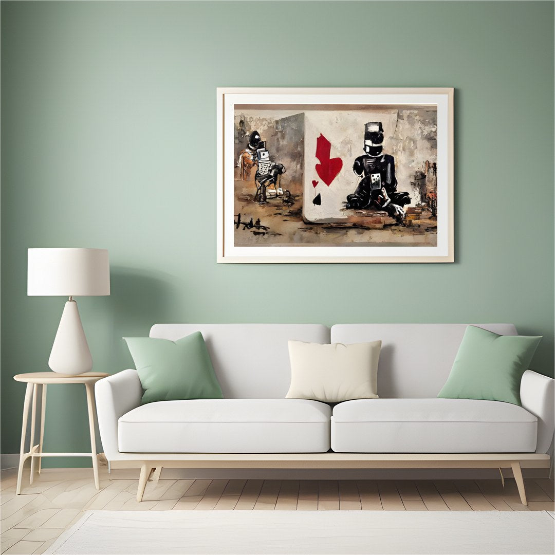 Immerse yourself in a world where urban grit meets abstract expression in this bold artwork. The for Hall