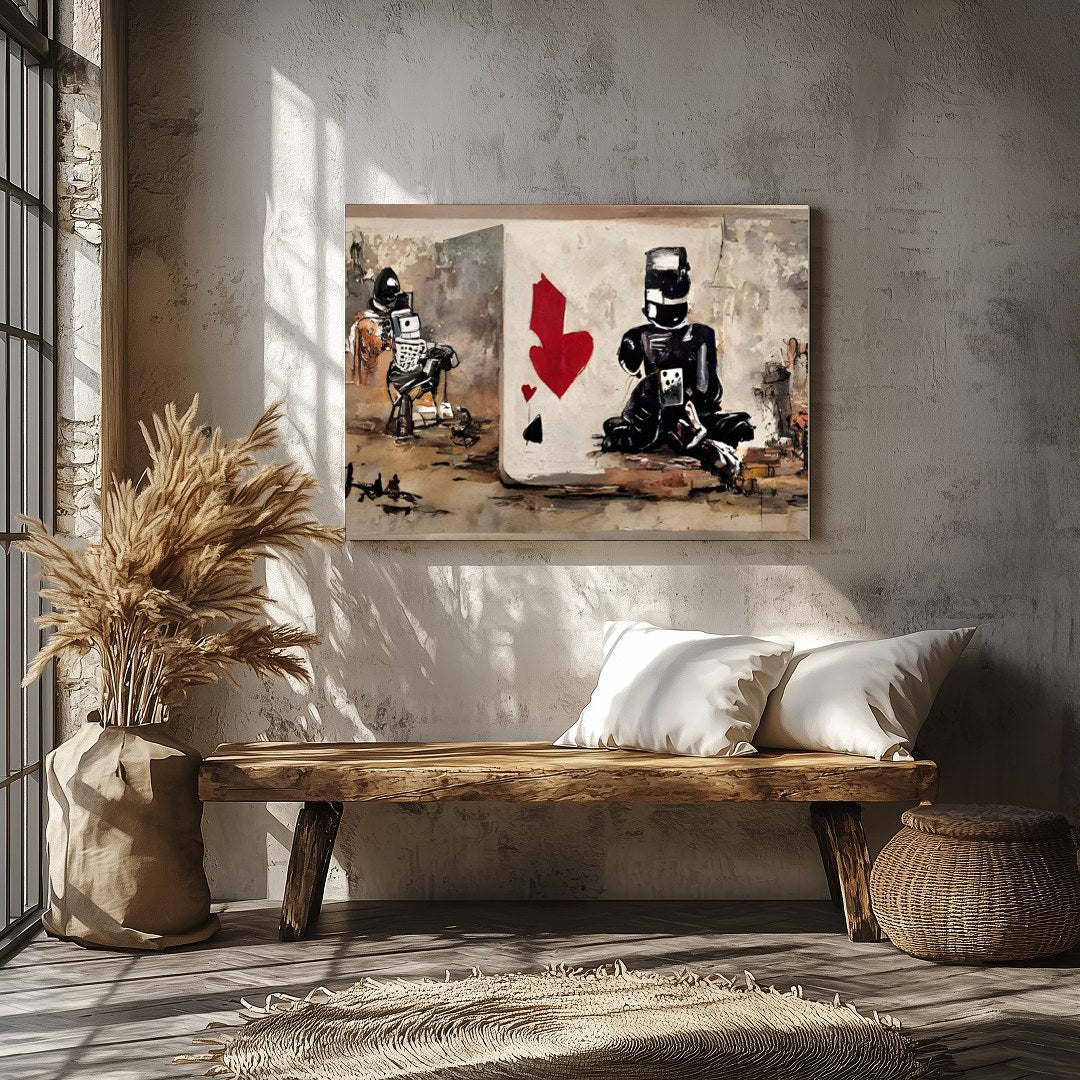 Immerse yourself in a world where urban grit meets abstract expression in this bold artwork. The for Veranda