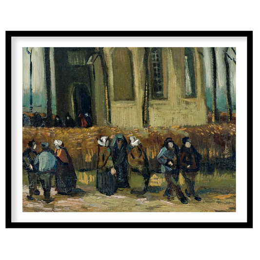 This captivating piece portrays villagers leisurely strolling along a path adjacent to an ancient for hallway