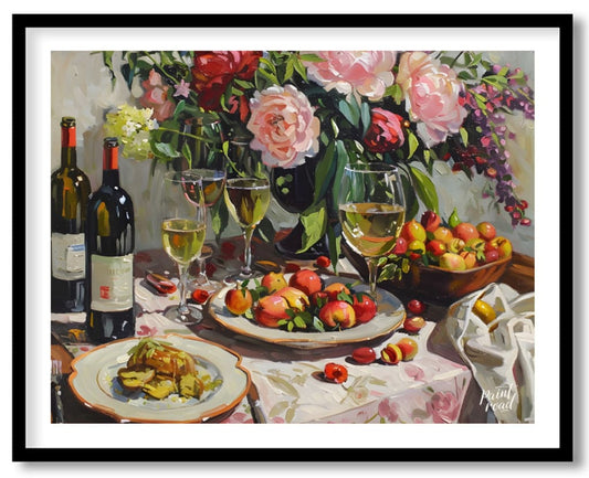Summer Harvest Feast Painting available online at Paint Road for only Summer Harvest Feast showing afternoon artfully arranged and bold colors