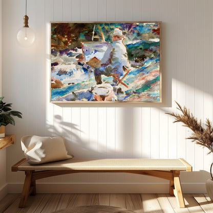 Immerse yourself in the serene beauty of this watercolor masterpiece, depicting an artist painting for Hallway