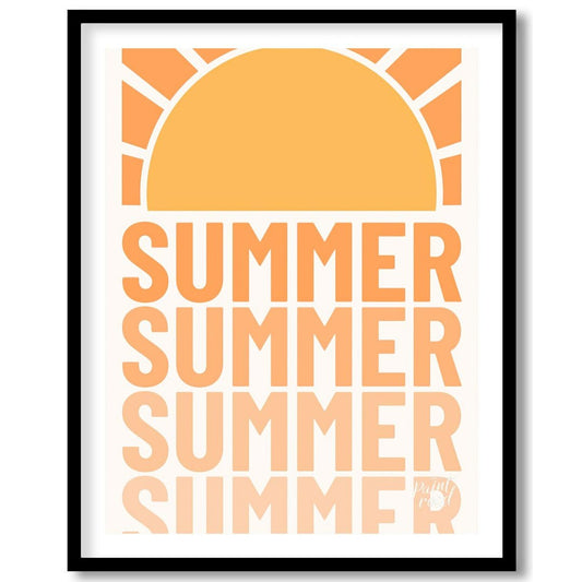 This bright and cheerful graphic poster radiates pure summer energy. The top portion features a sty… for room