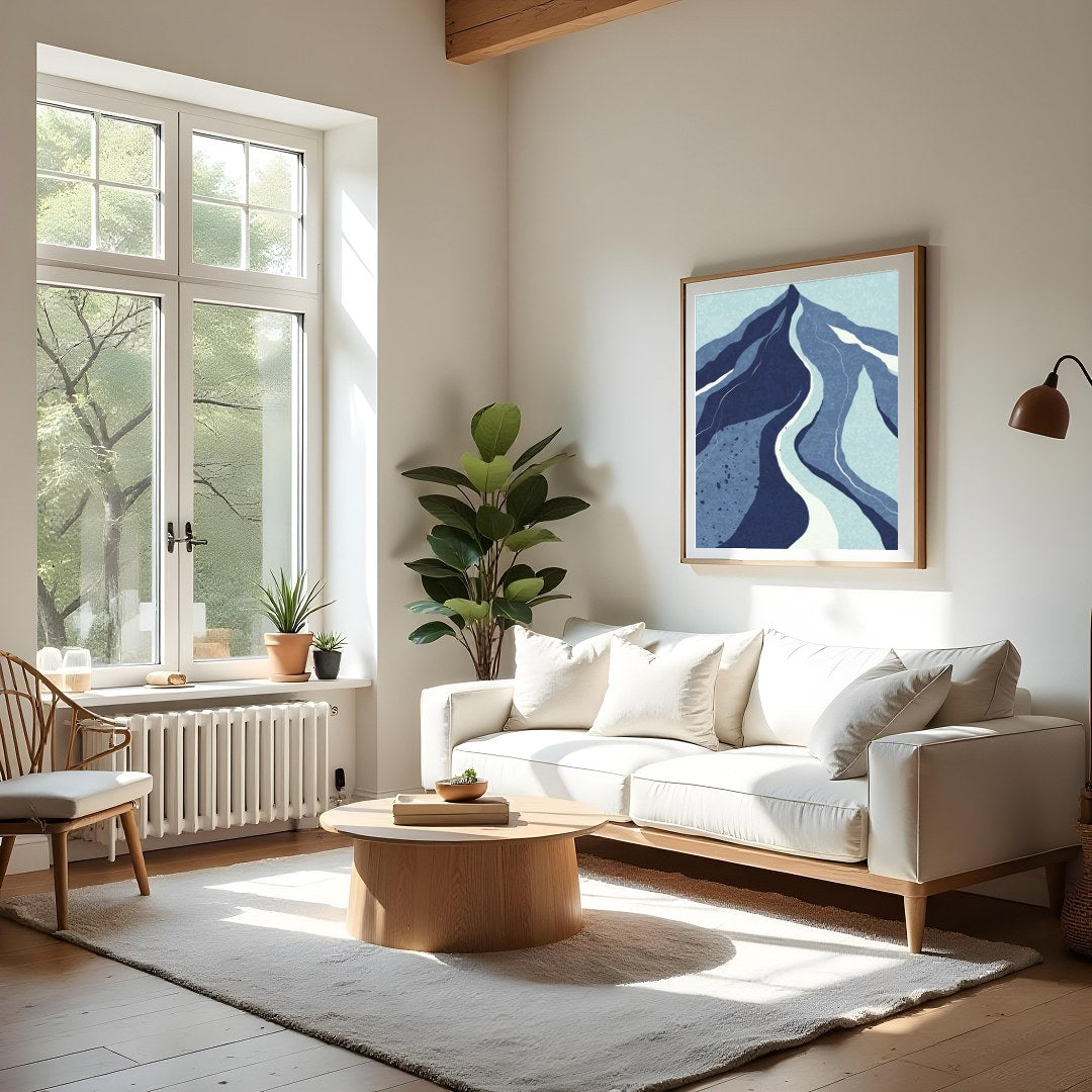 Experience the tranquil beauty of nature with this captivating abstract mountain landscape. The for Living Room