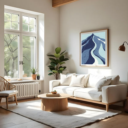 Experience the tranquil beauty of nature with this captivating abstract mountain landscape. The for Living Room