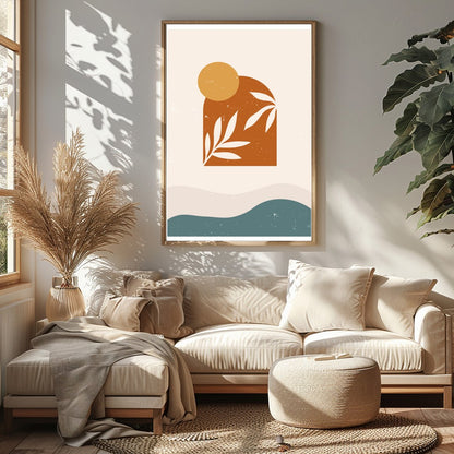 This striking artwork combines mid-century modern design elements with natural motifs. Featuring for Sitting Area
