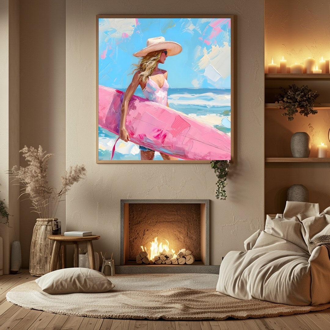 Immerse yourself in the carefree spirit of summer with this vibrant artwork, featuring a sunlit for Hall