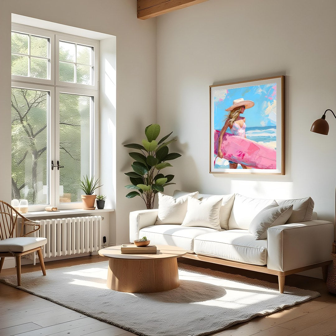 Immerse yourself in the carefree spirit of summer with this vibrant artwork, featuring a sunlit for Living Room