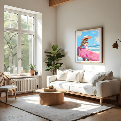 Immerse yourself in the carefree spirit of summer with this vibrant artwork, featuring a sunlit for Living Room
