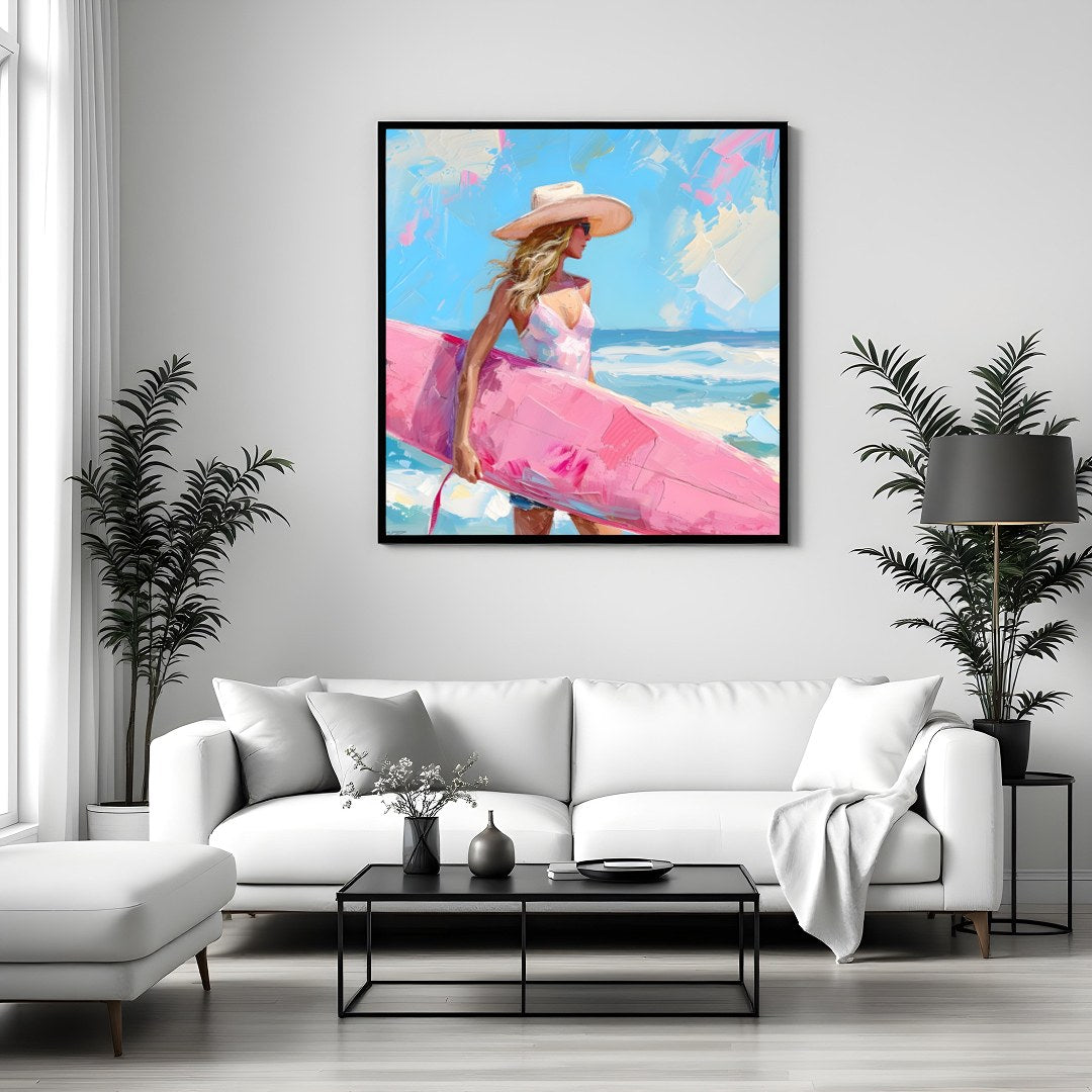 Immerse yourself in the carefree spirit of summer with this vibrant artwork, featuring a sunlit for Sitting Area