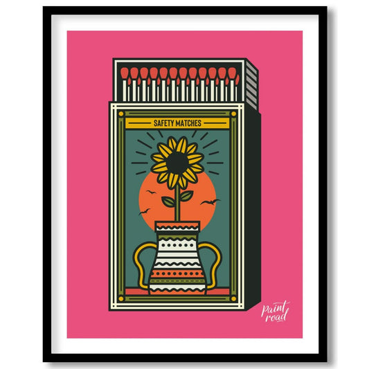 This captivating illustration reimagines a classic matchbox design with a vibrant, nature-inspired … for abode