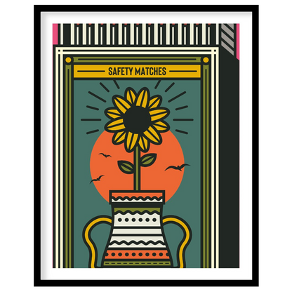 This captivating illustration reimagines a classic matchbox design with a vibrant, nature-inspired … for abode
