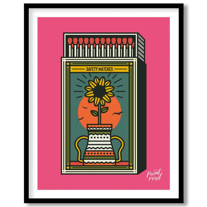 Sunflower Matchbox Painting available online at Paintroad showing Bedroom Birds and Floral Design