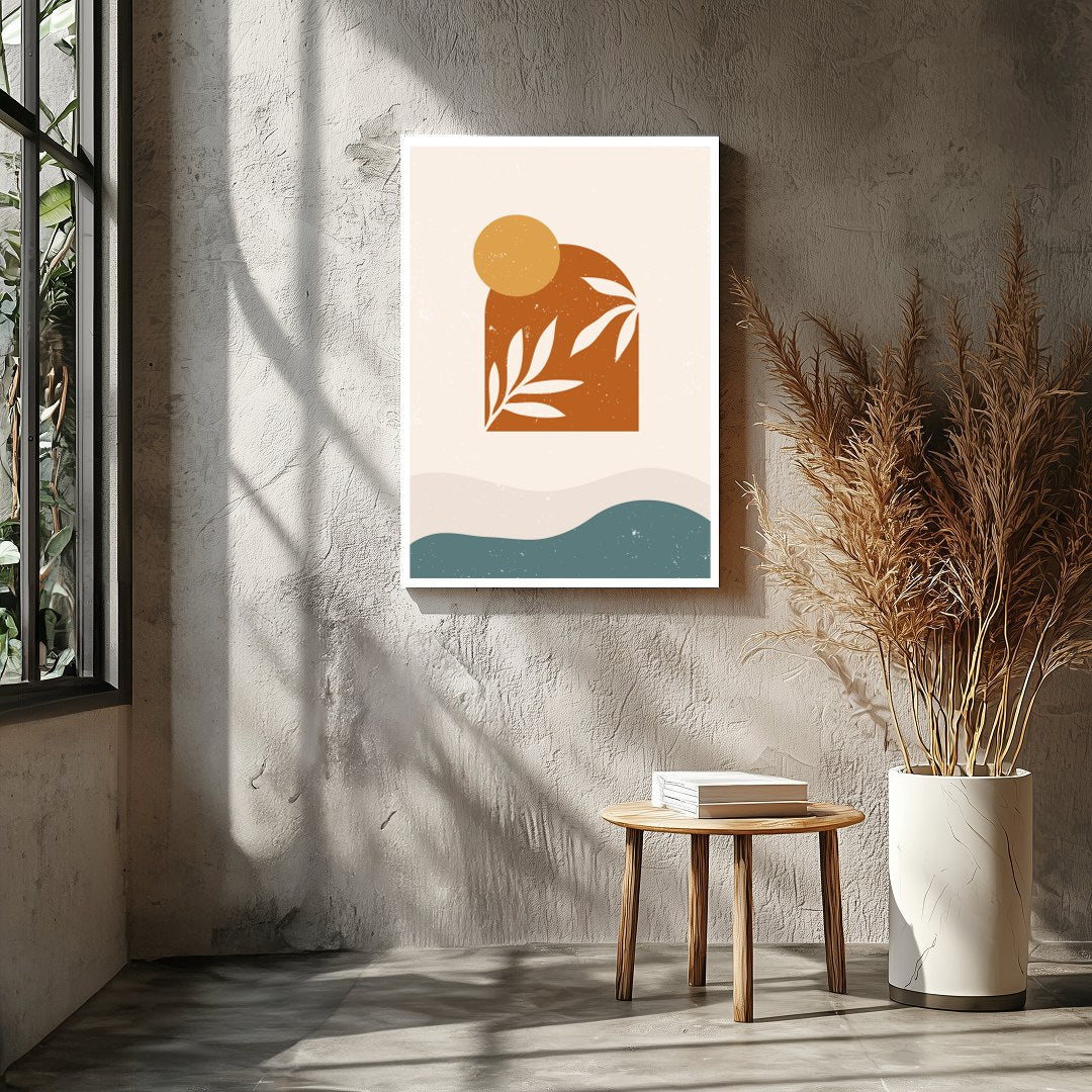 Elevate your space with this minimalist abstract art piece featuring earth tones and organic for Entrance